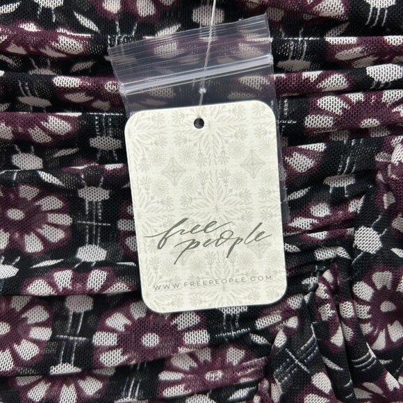 Free People Briella Short Sleeve Ruched Midi Dress Women's Sz S Black Combo NWT - Picture 7 of 12